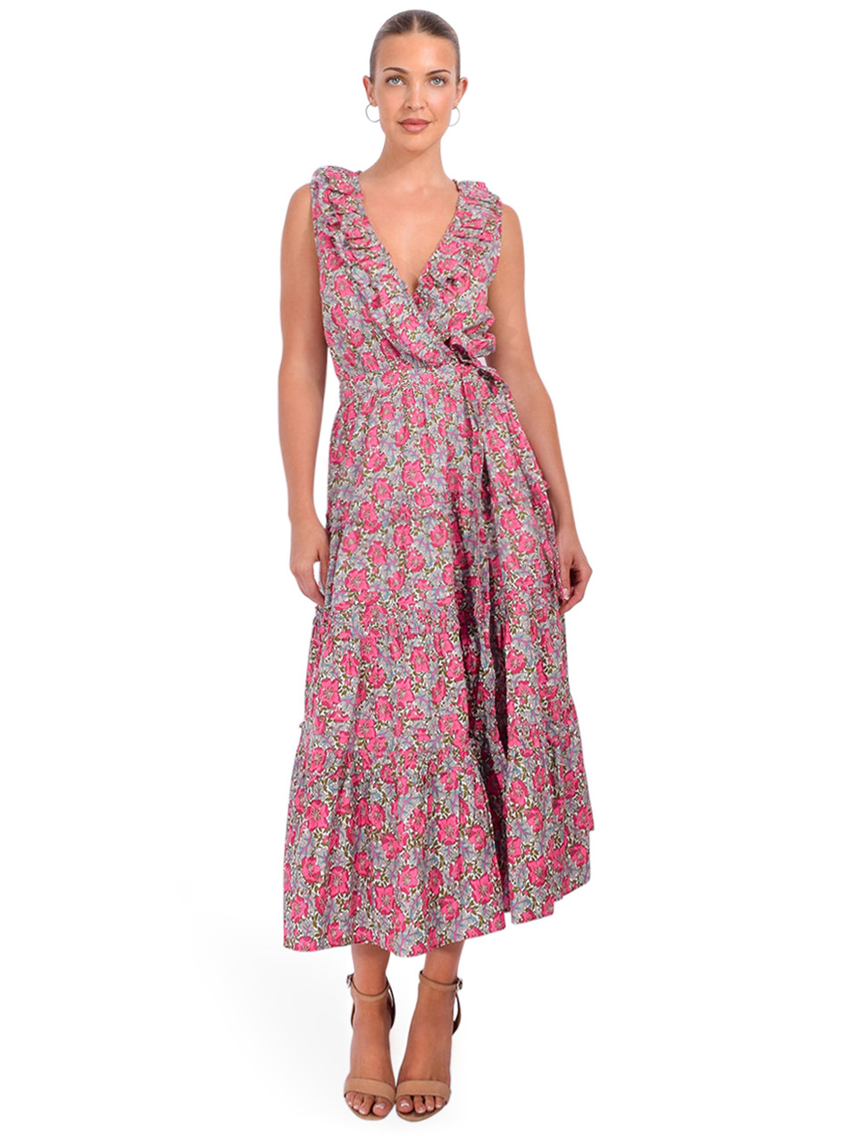 LOVE THE LABEL Remy Sleeveless Maxi Dress in Millie Francesca Liberty Print Front View 1