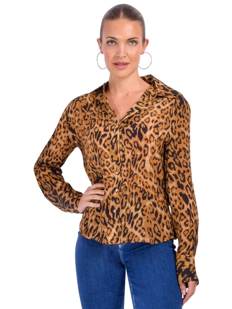 KARINA GRIMALDI Mariana Leopard Print Blouse Front View 