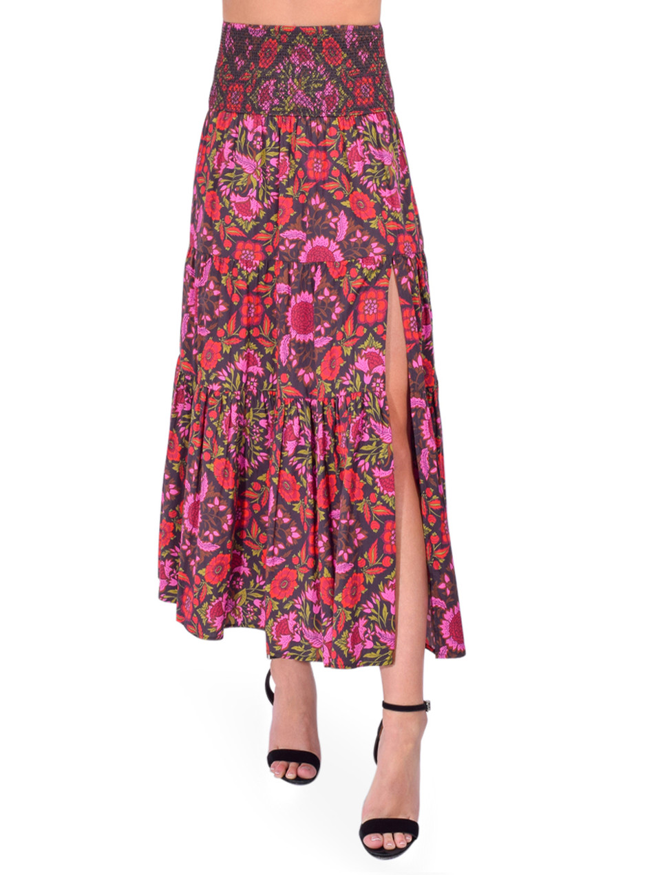 LOVE THE LABEL Isabelle Skirt in Tabitha Floral Print Front View 