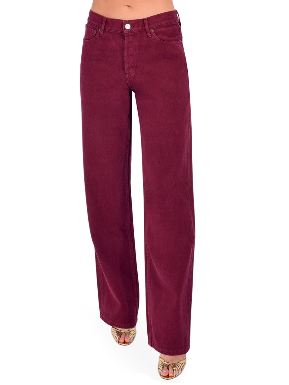 STILL HERE Everyday Jean in Burgundy Front View 