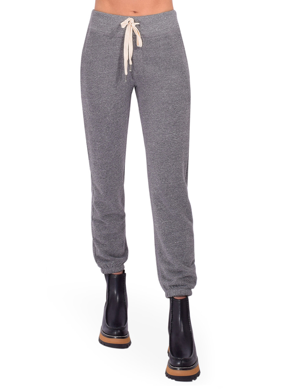 NSF Sayde Slim Melange Terry Sweatpant in Charcoal Heather Front View 