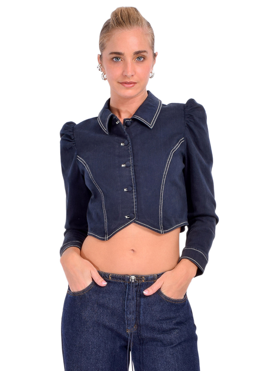 The Ruffle Jacket in Twisted Blue