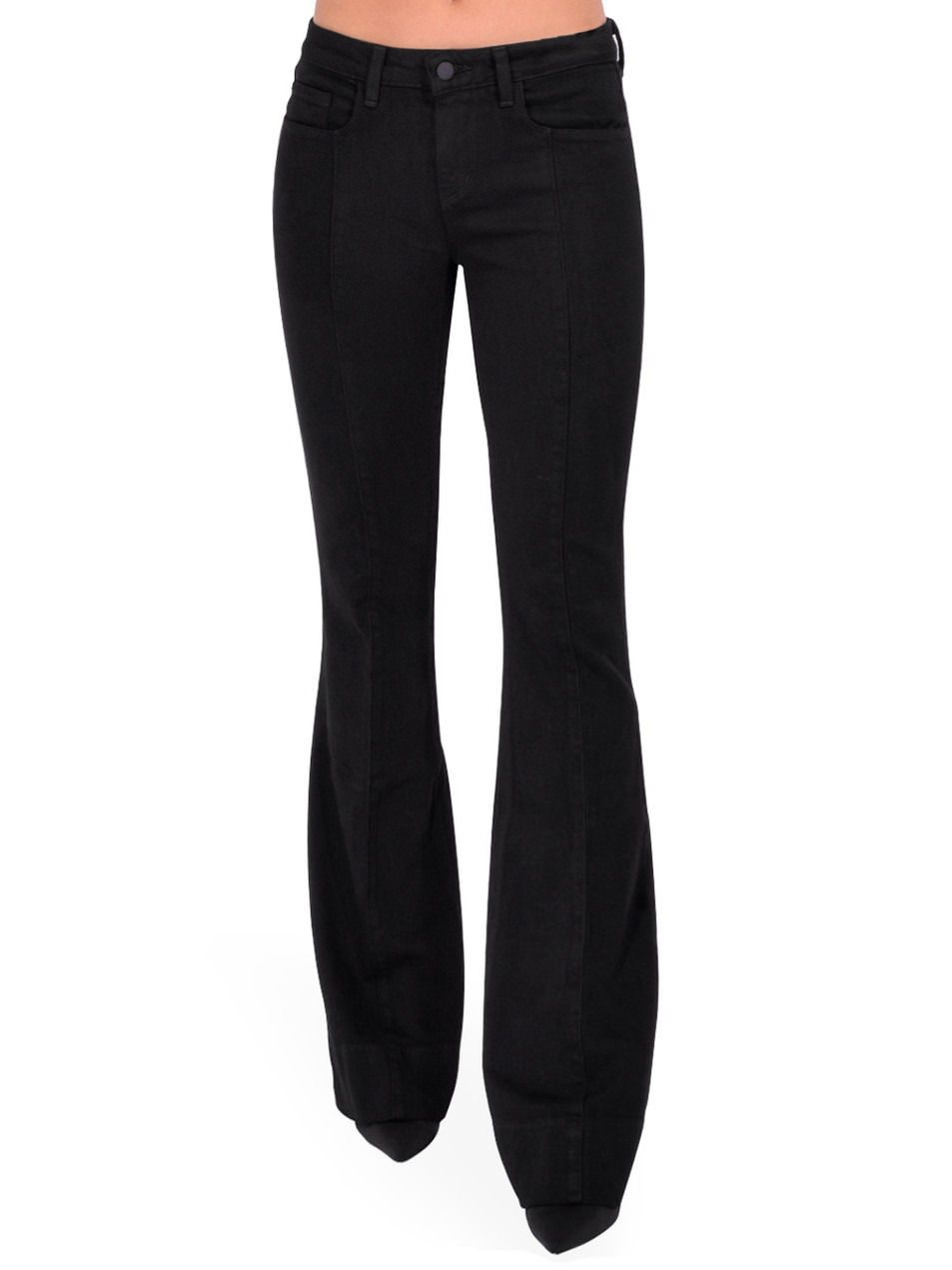 L'AGENCE Lenora Low Rise Flare Jean in Noir Front View 