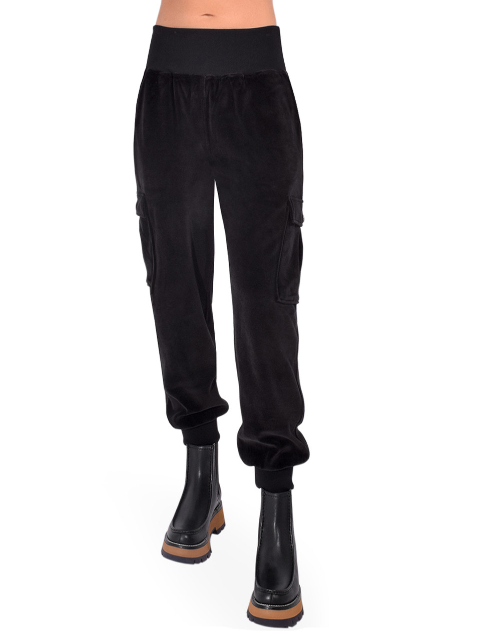 Cinq à Sept Velour Giles Pant in Black Front View  Cinq à Sept Velour Giles Pant in Black Front View