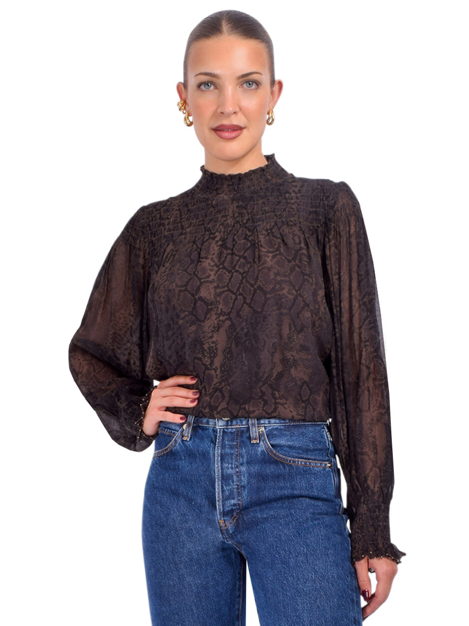 Ba&sh Shamy Blouse in Brown Front View 