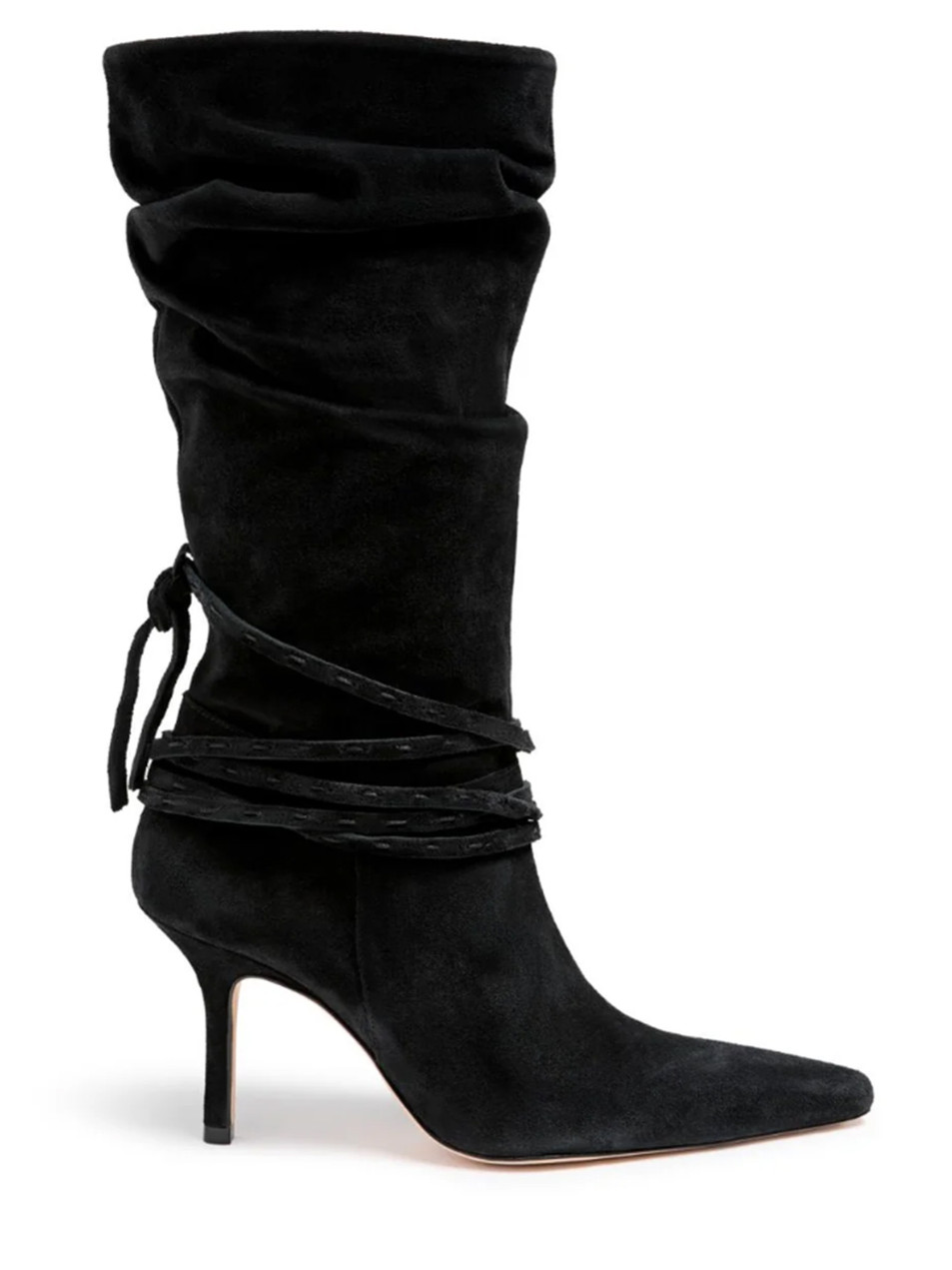 CINQ A SEPT Samina Wrap Around Heel Boot in Black Side View 