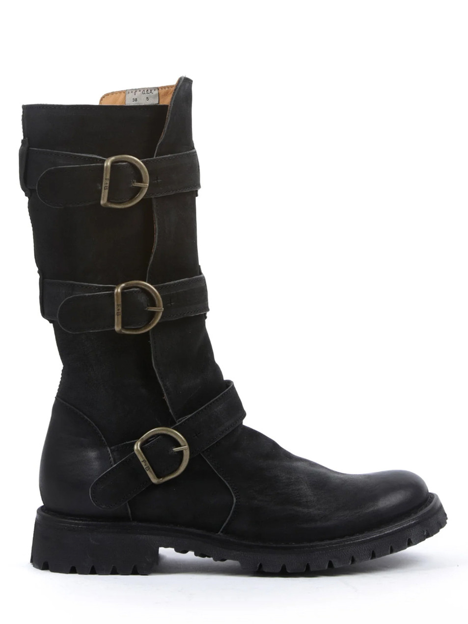 Fiorentini + Baker Eternity Leather Biker Boot in Black Side View 