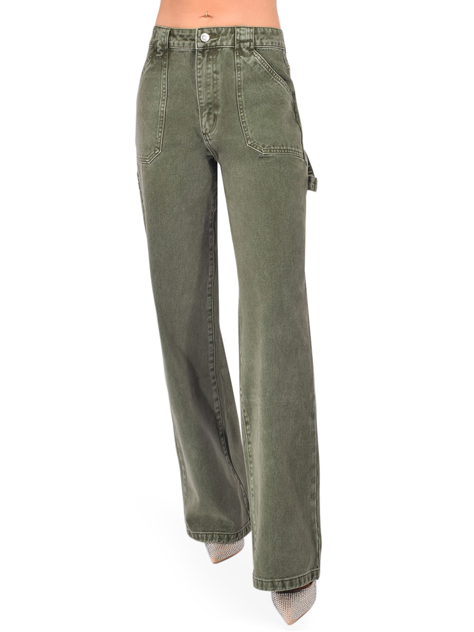 SER.O.YA Angelique Denim Pant in Grove Green Front View 
