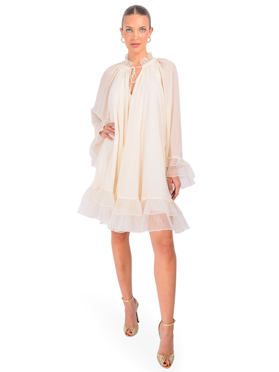 CINQ À SEPT Clairette Dress in Cream Front View 