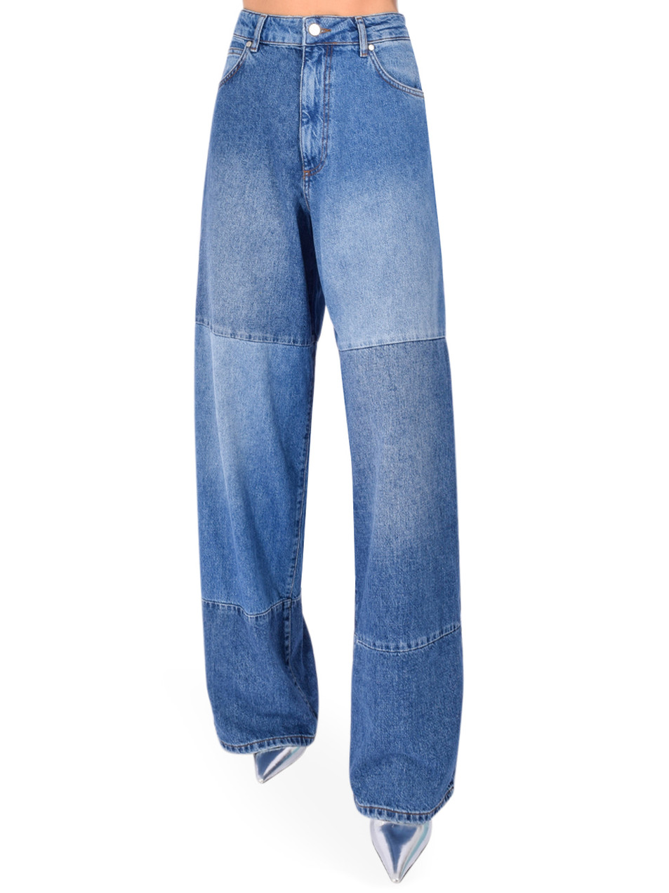 ESSENTIEL ANTWERP Jee Patchwork Jeans in Dark Denim Front View 
