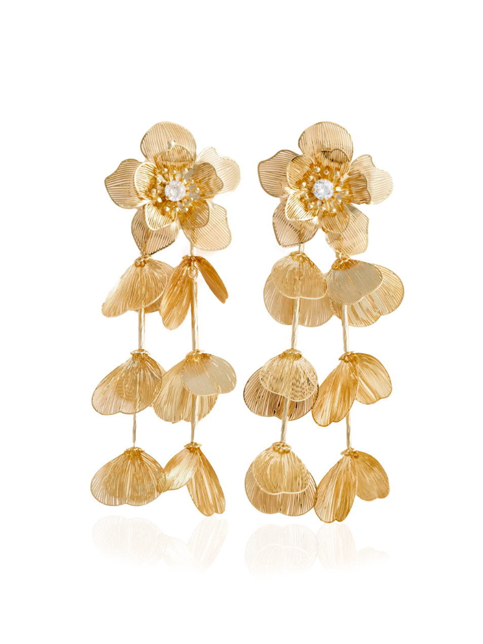 SELF-PORTRAIT Flower Earrings in Gold Front View 1
