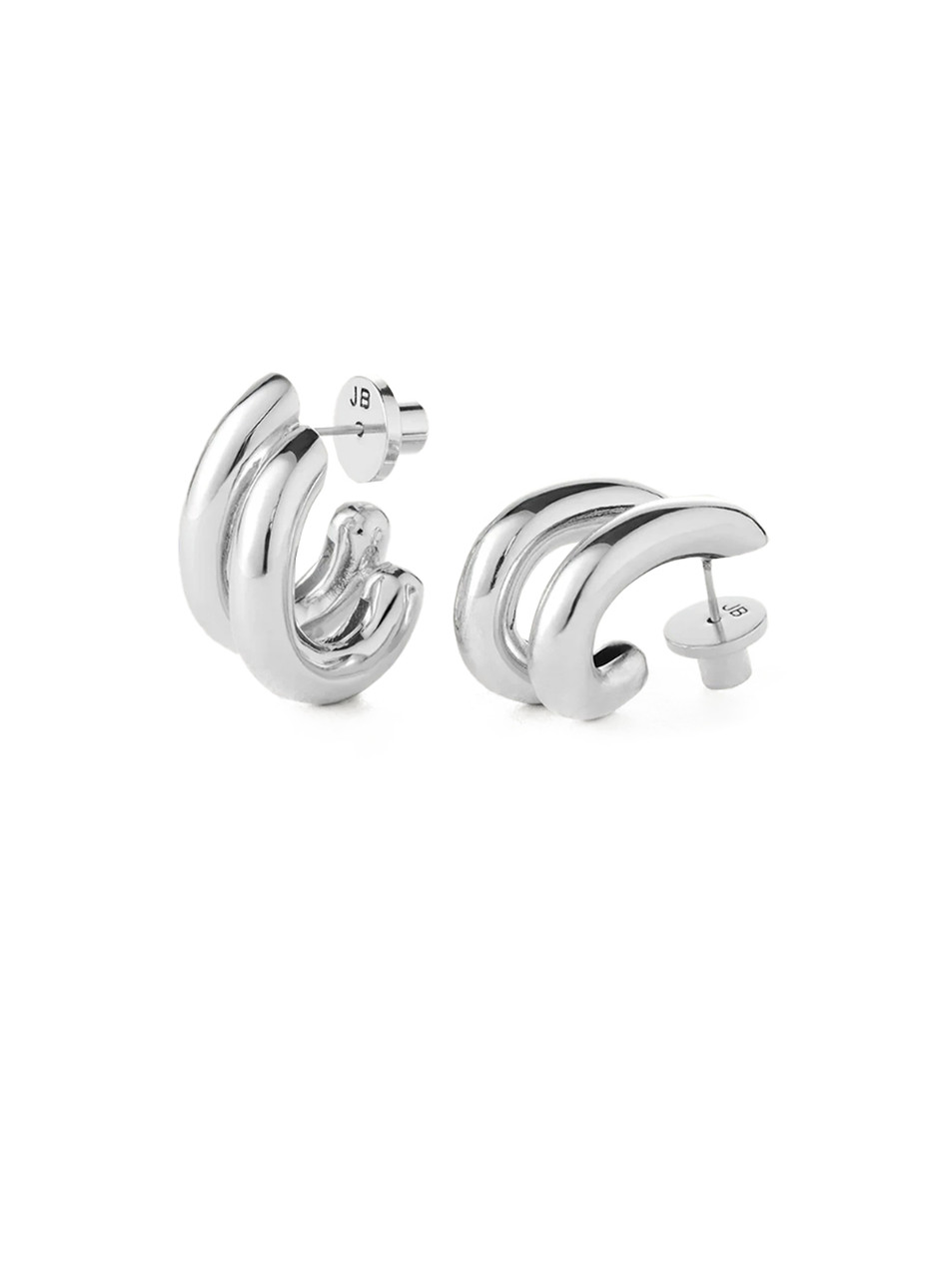 JENNY BIRD Florence Double Hoop Earrings in Silver Front Side View 