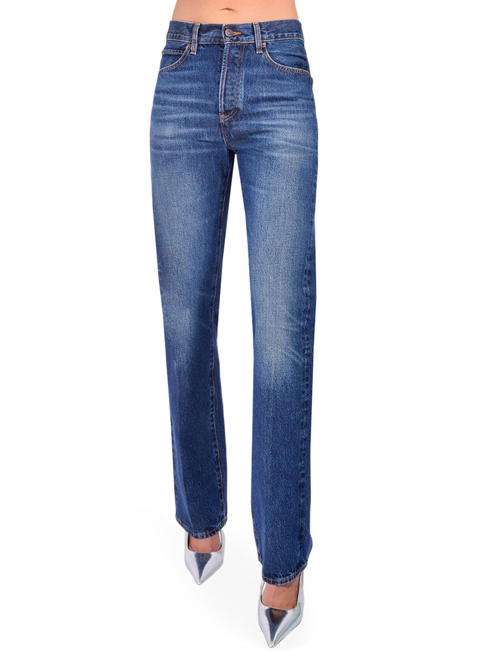 FRAME Vertical Jean in Blue Brazen Front View 