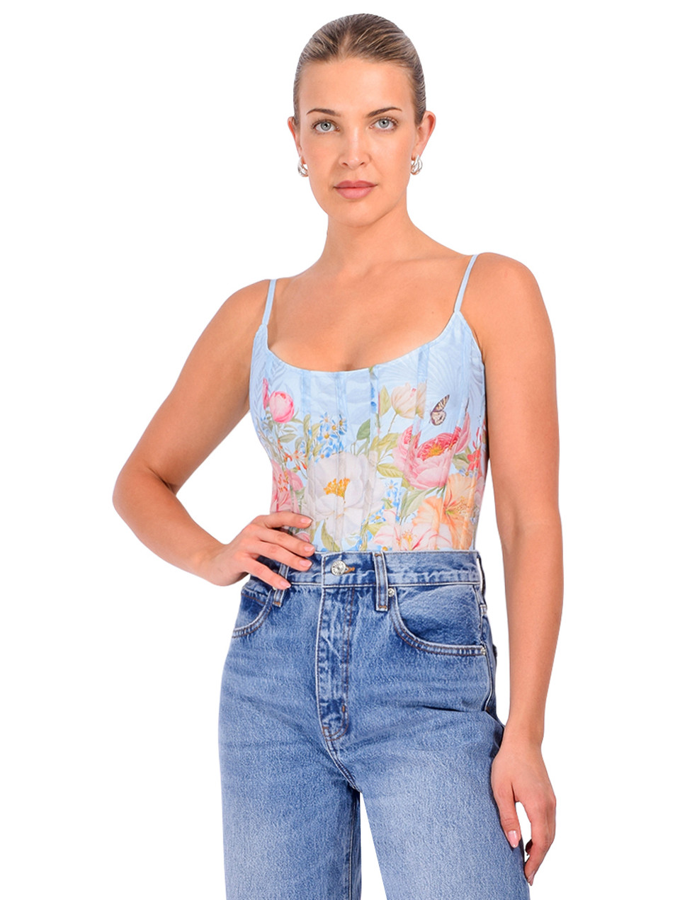 RETROFÊTE Moxie Top in Blue Front View 