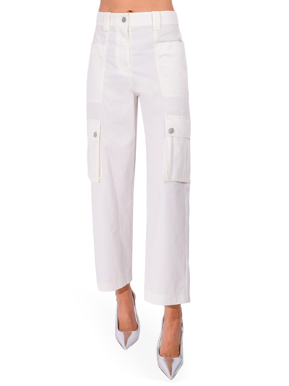 3.1 PHILLIP LIM Two-Toned Cropped Cargo Pants in Tofu Front View 