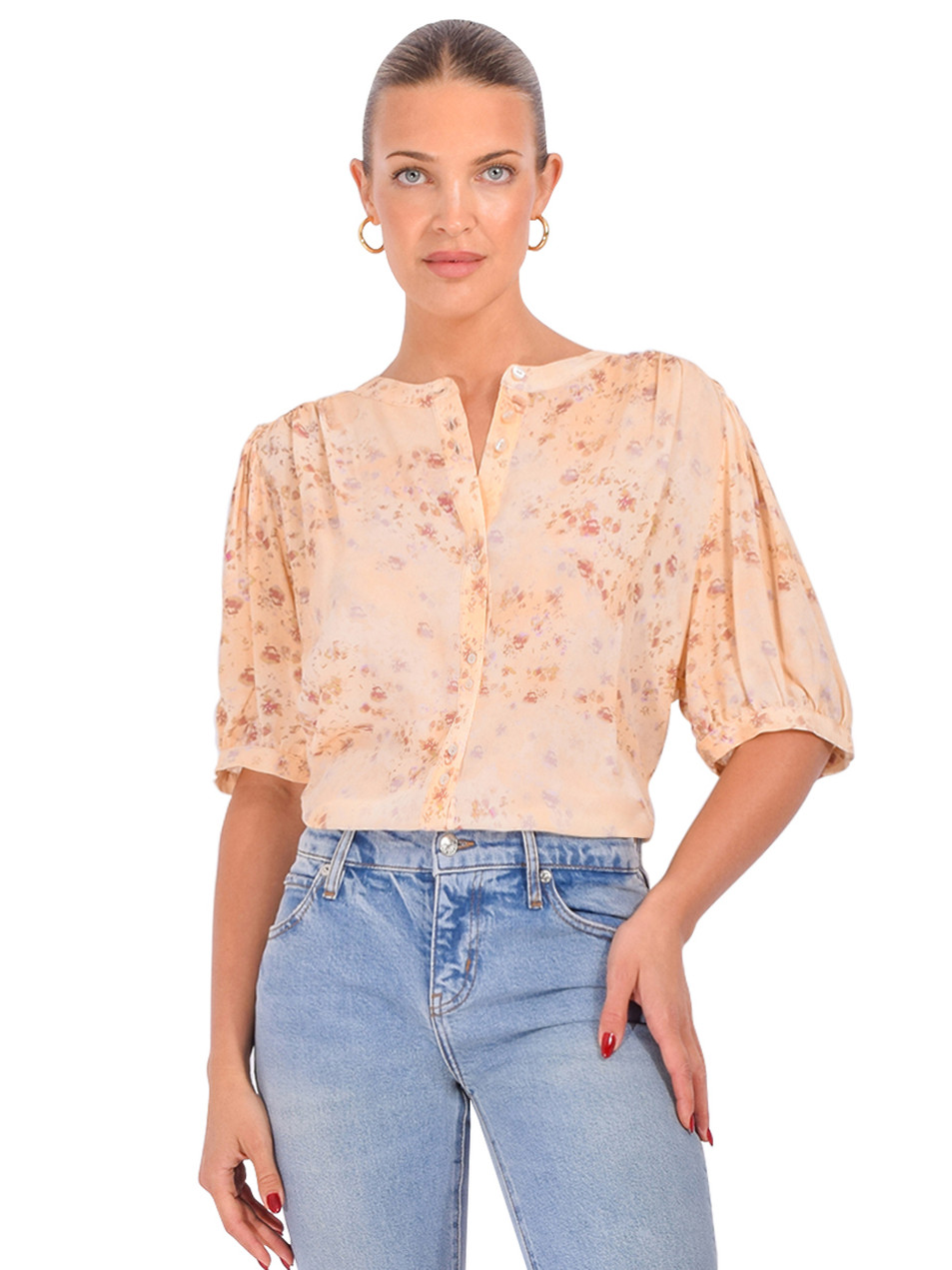 BA&SH Novella Shirt in Ecru Front View 