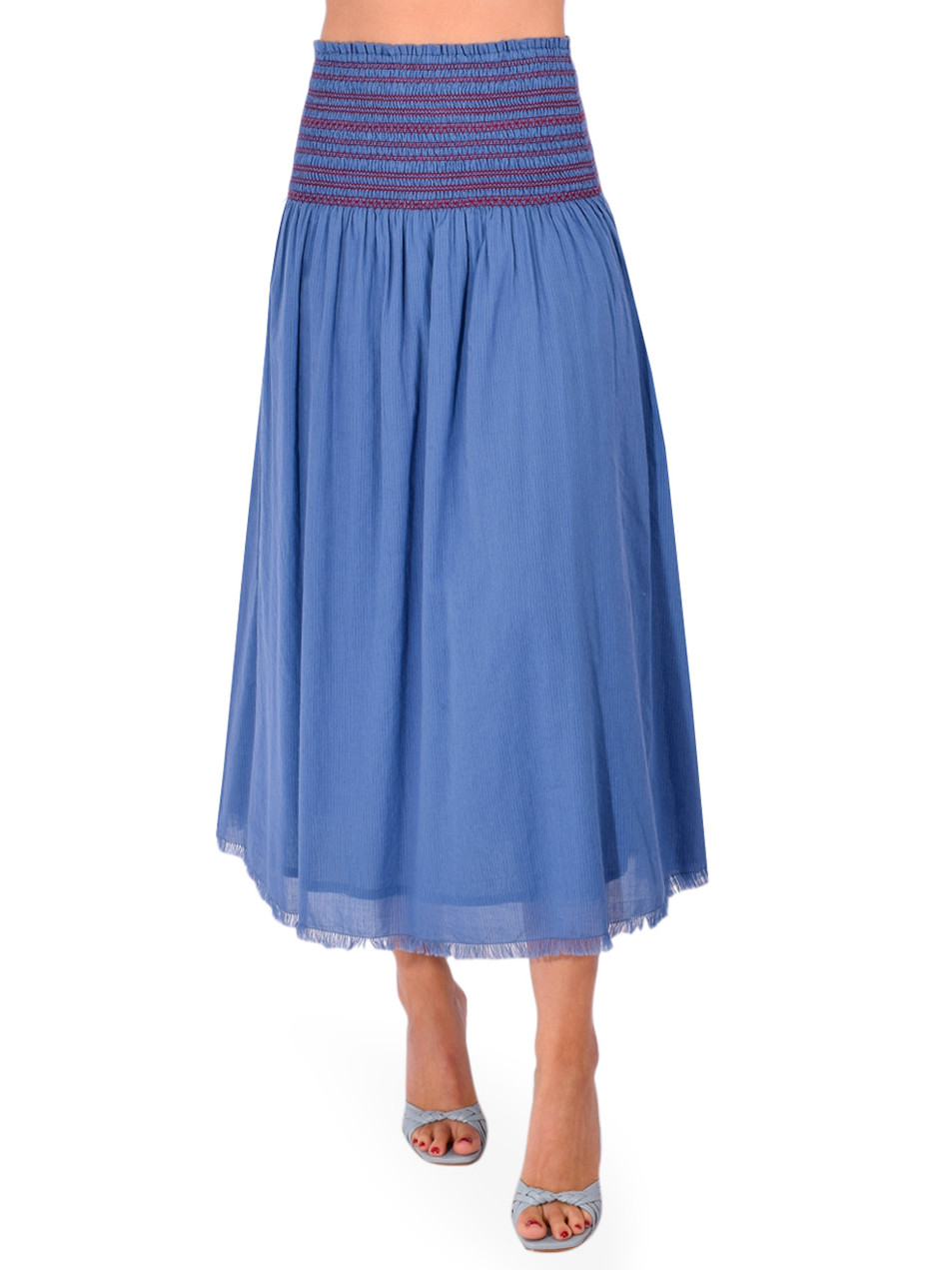 3.1 Phillip Lim Chambray Pleated Wrap Skirt in Indigo