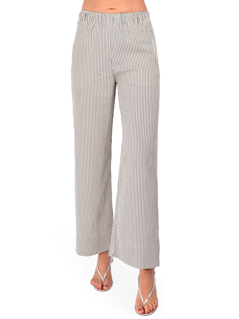 HOD PARIS Jimmy Cotton Pants in Carbon Stripe Front View 