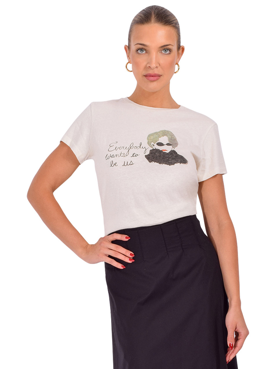 RE/DONE Classic Everybody Tee in Vintage White Front View 