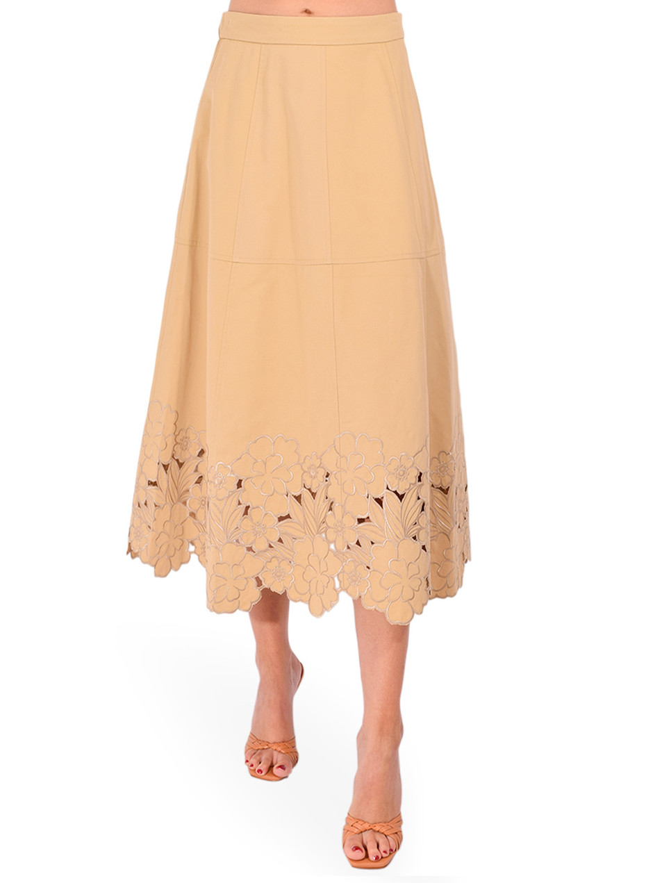 FRAME Bobbi Skirt in Khaki Front View 