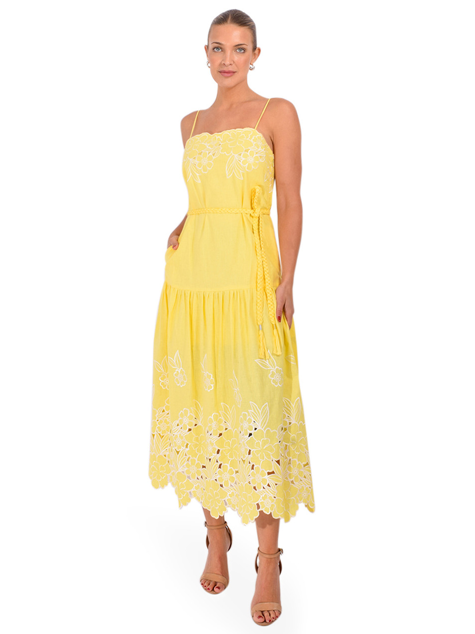 CHRISTY LYNN Avery Dress in Lemon Magnolia Front View 1