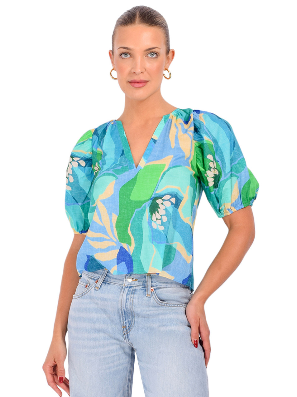 GILNER FARRAR Callie Blouse in Maldives Print Front View 