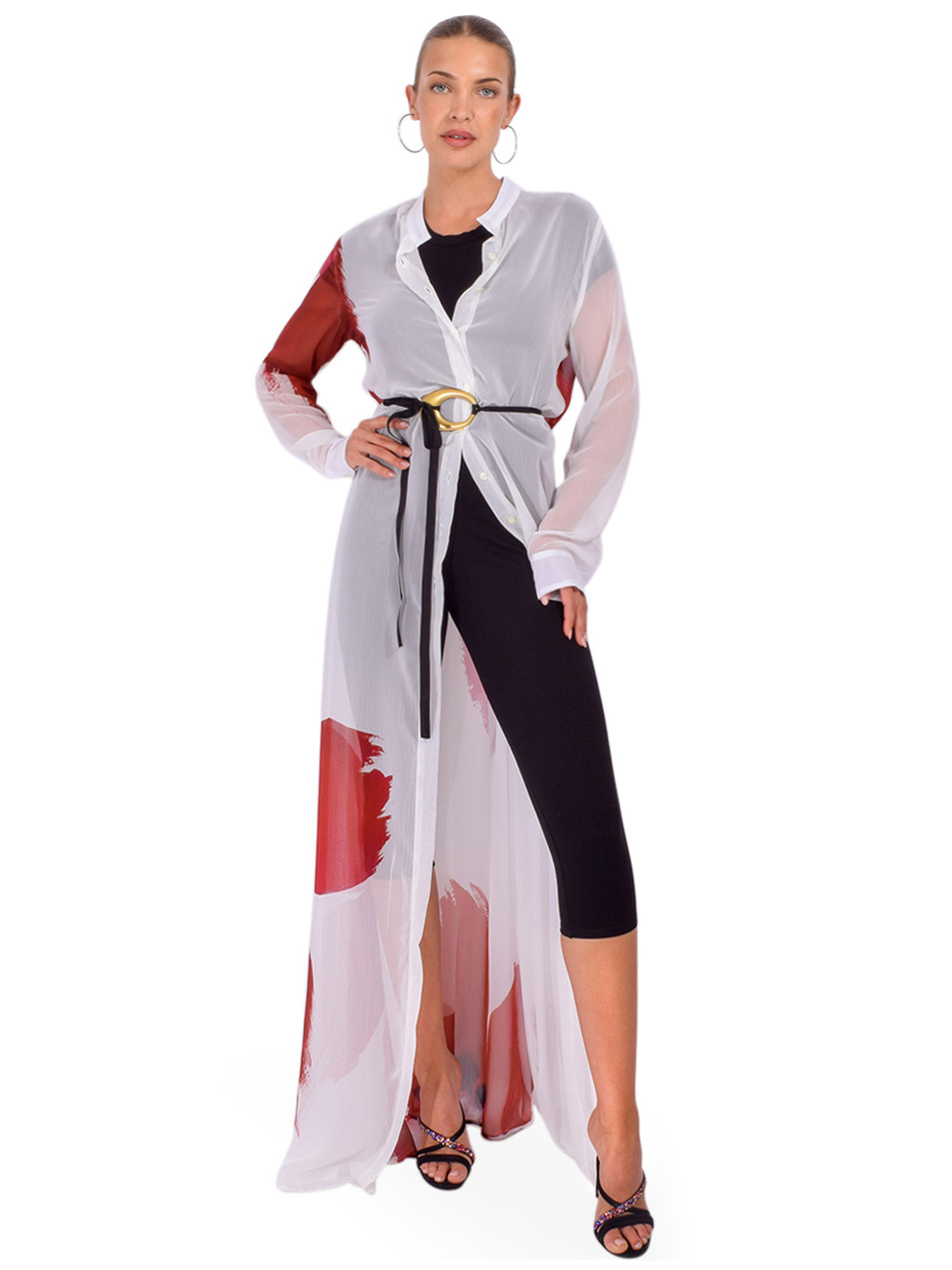 ALBERTO AUDENINO Claudial Shirt Dress in White Front View 1