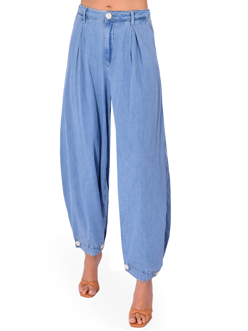 L'AGENCE Elias High Rise Convertible Pant in Oxnard Blue Front View