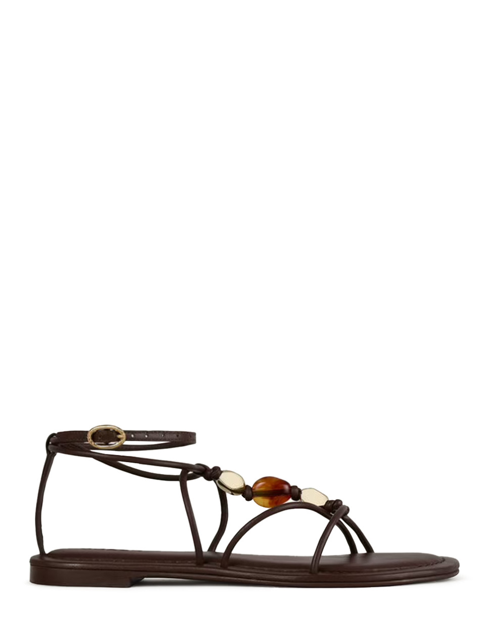 BA&SH Caya Beaded Sandals in Brown Side View 