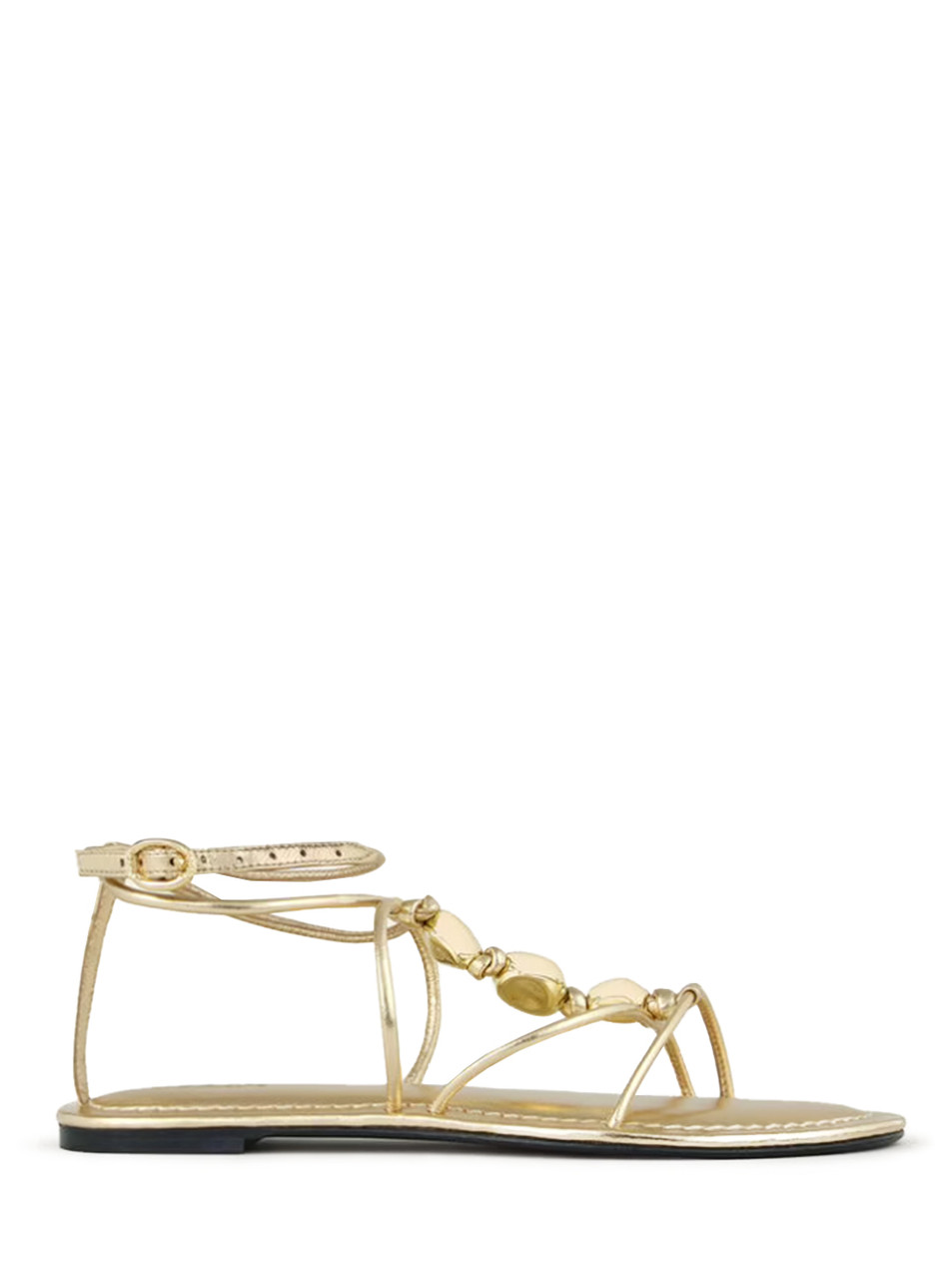 BA&SH Caya Beaded Sandals in Gold Side View 