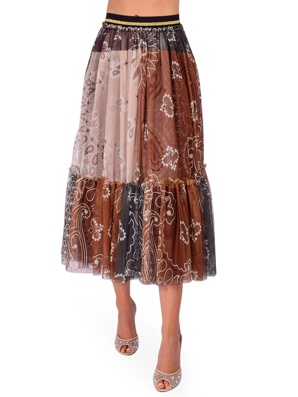 5 PROGRESS Bandana Military Skirt in Green Front View 