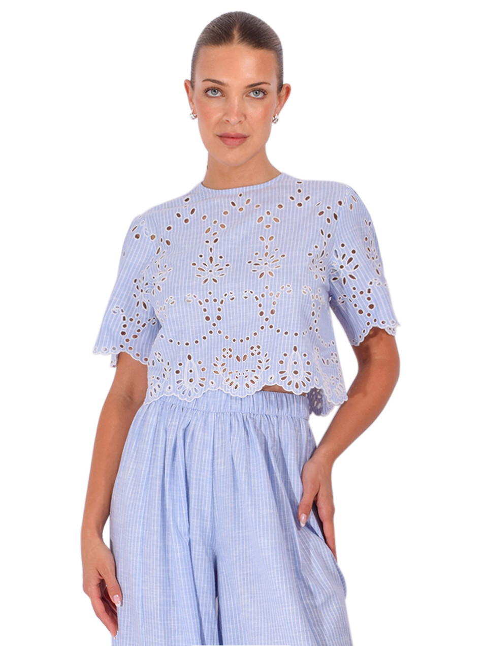HEMANT & NANDITA Dhara Top in Blue Front View 