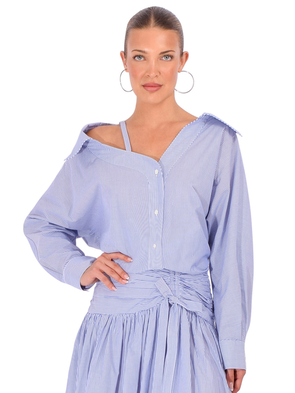 CHRISTY LYNN Dasha Top in Blue Stripe Front View 