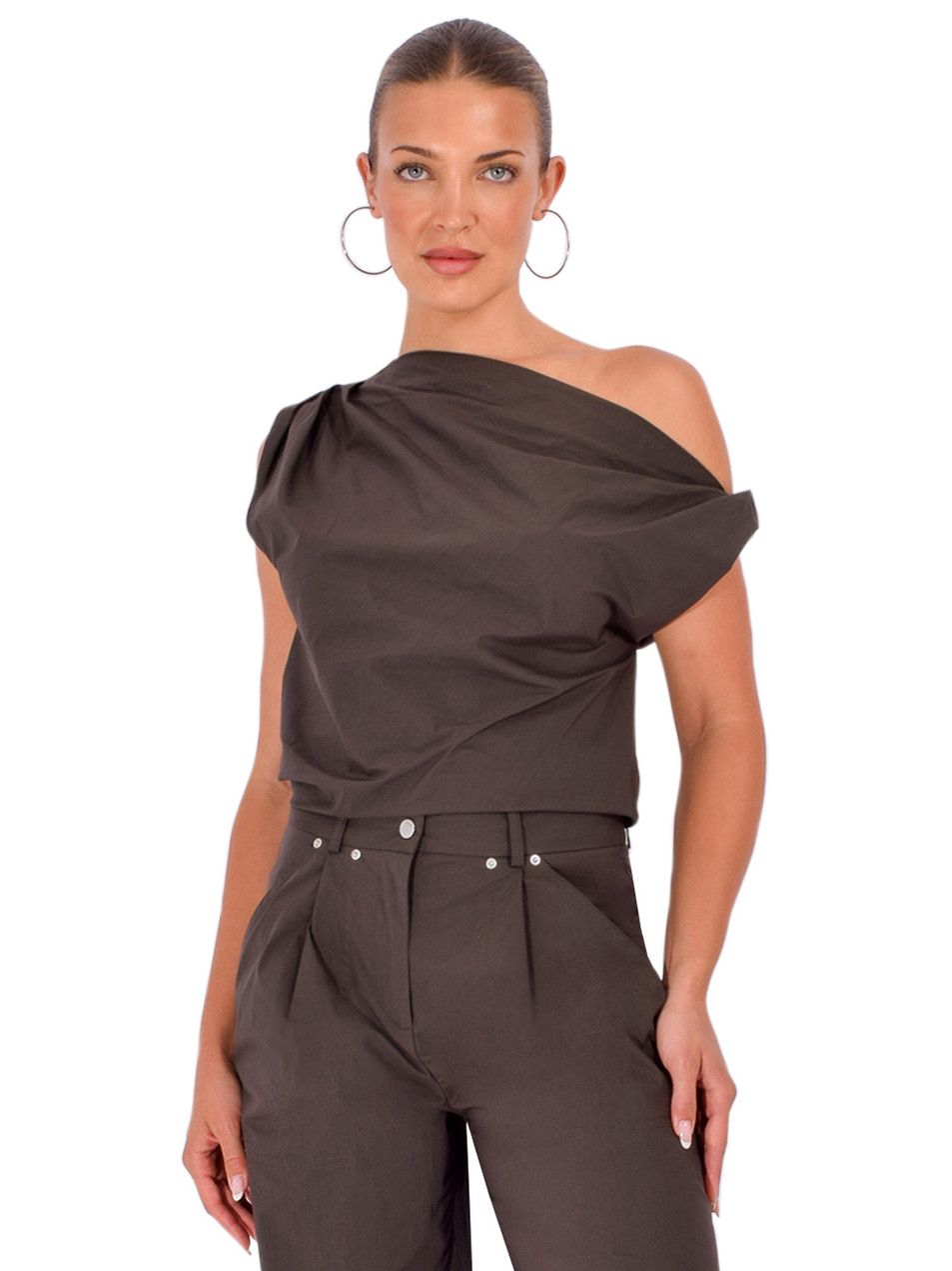 BA&SH Omar Top in Brown Front View 