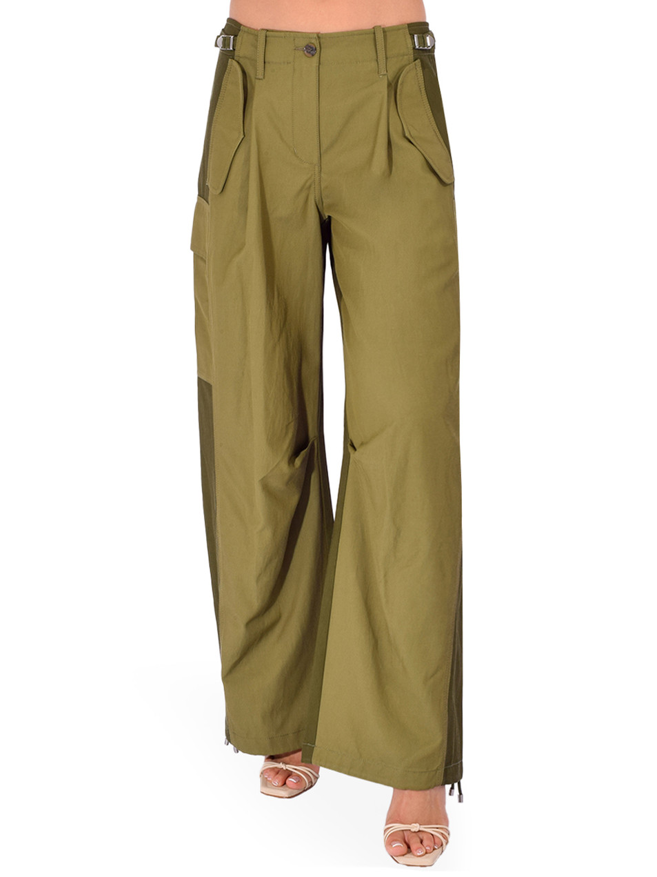 3.1 PHILLIP LIM Curved Cargo Pants in Olive Front View 