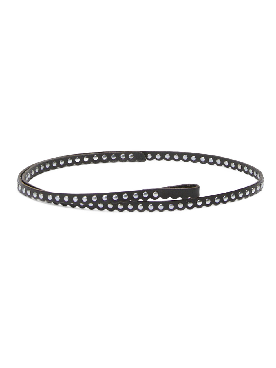 OTTOD'AME Leather Wrap Belt with Studs in Brown Front View 