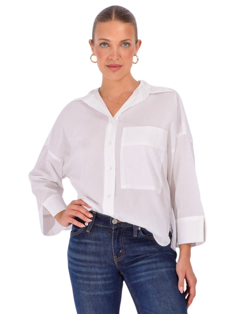 CISSA The Brentwood Shirt in White Front View 