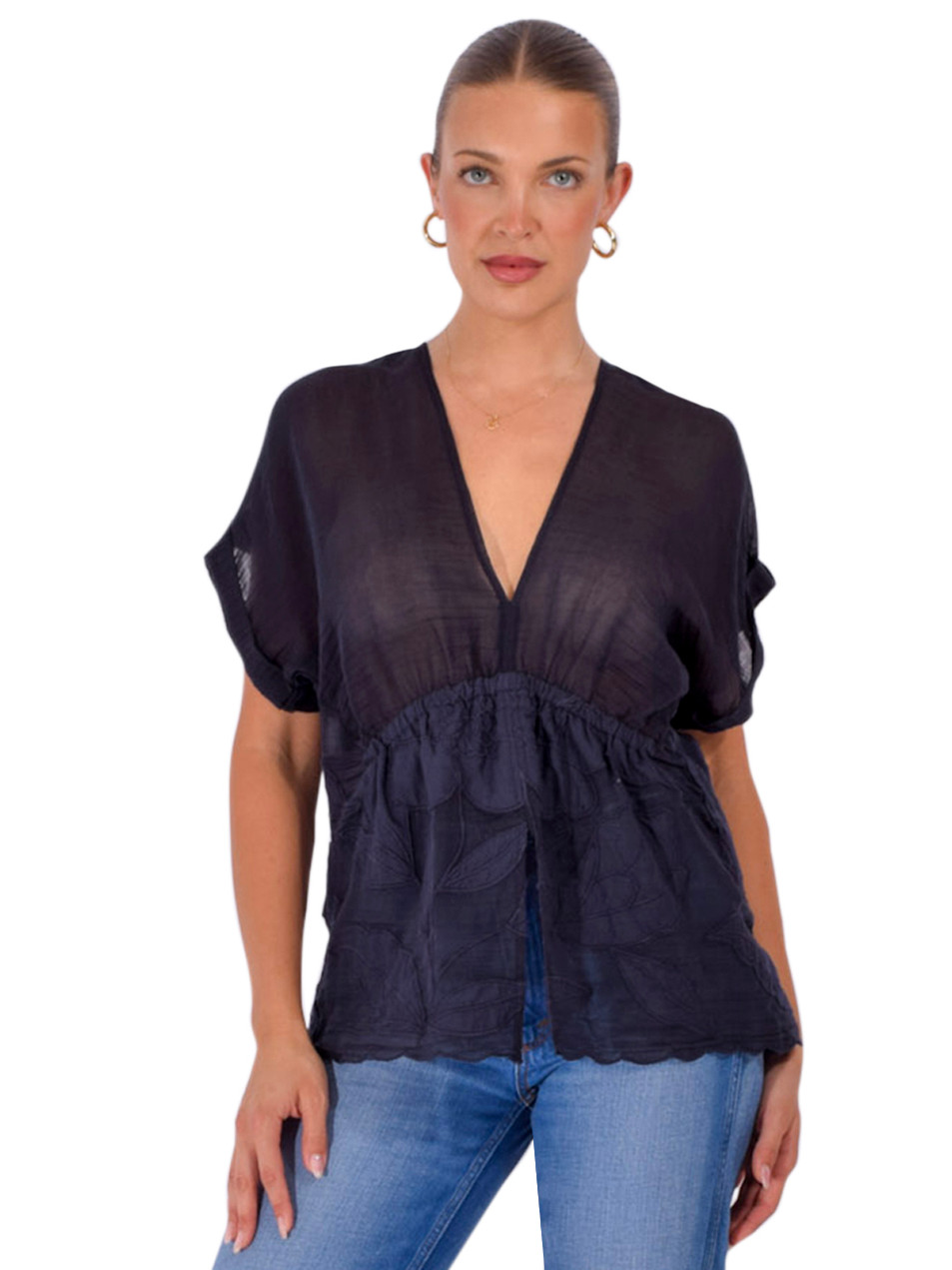 CISSA The Dolman Top in Navy Front View 