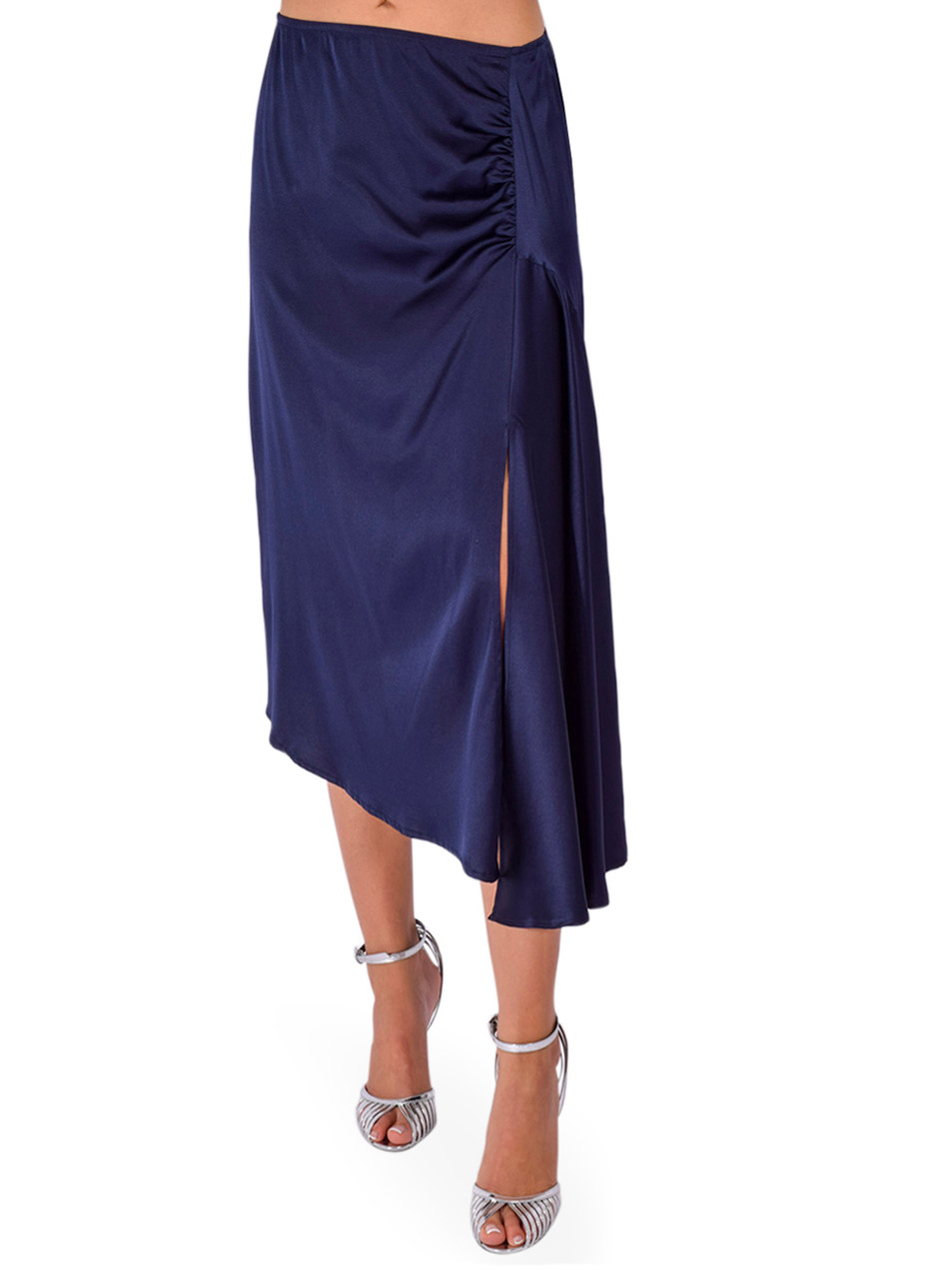 STAVII Charmeuse Skirt in Navy Front View 