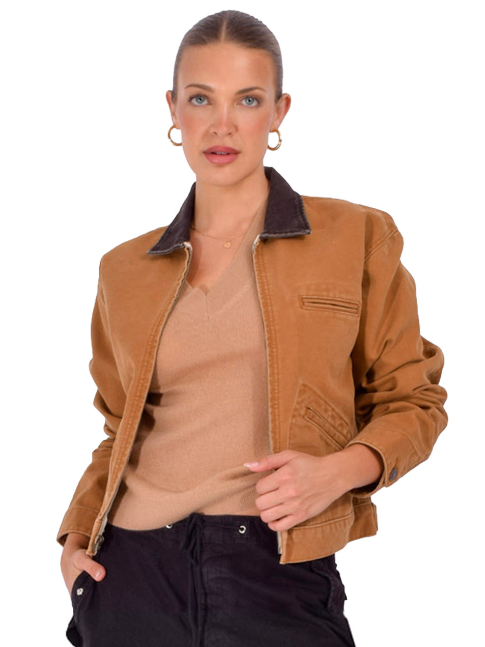 RE/DONE Attendant Jacket in Tobacco Front View 