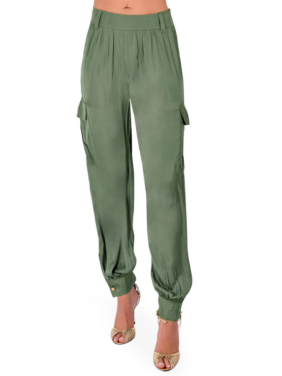 BA&SH Celia Pant in Kaki Front View 