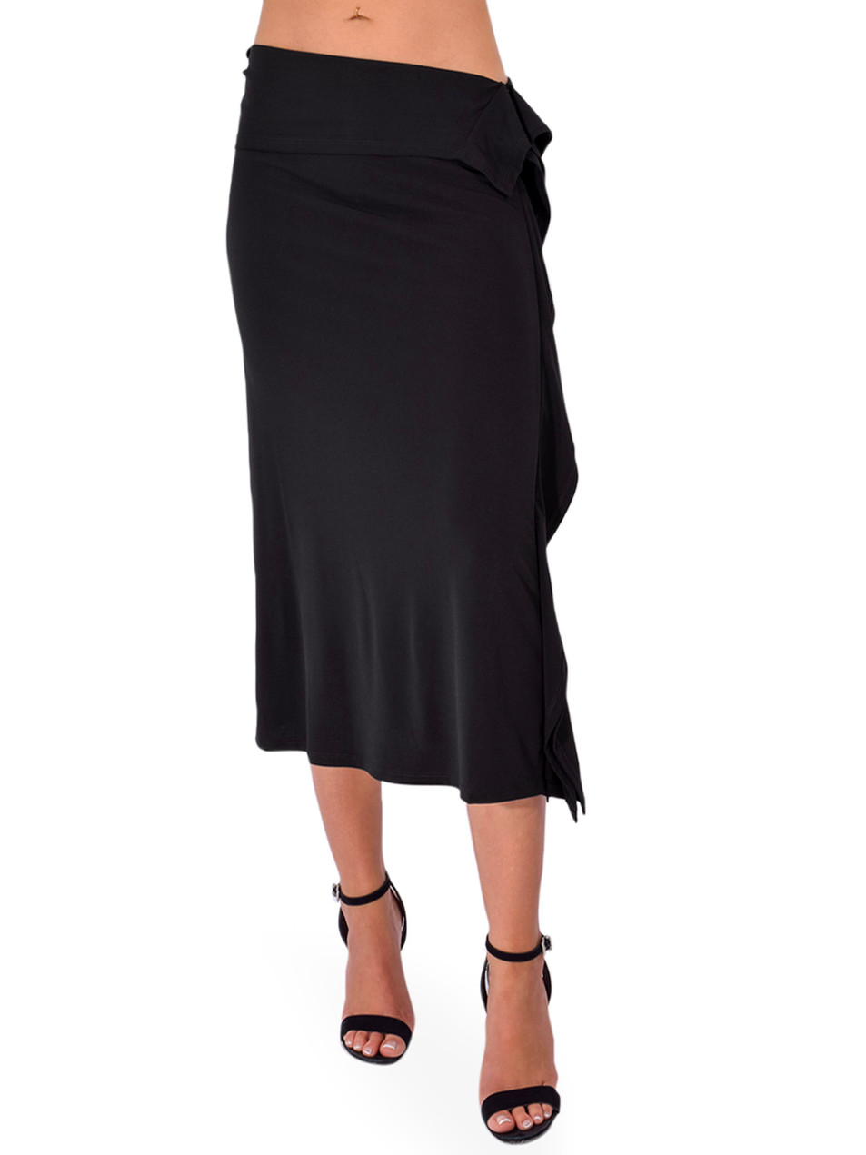 PARIS GEORGIA Elemental Lera Skirt in Black Front View 
