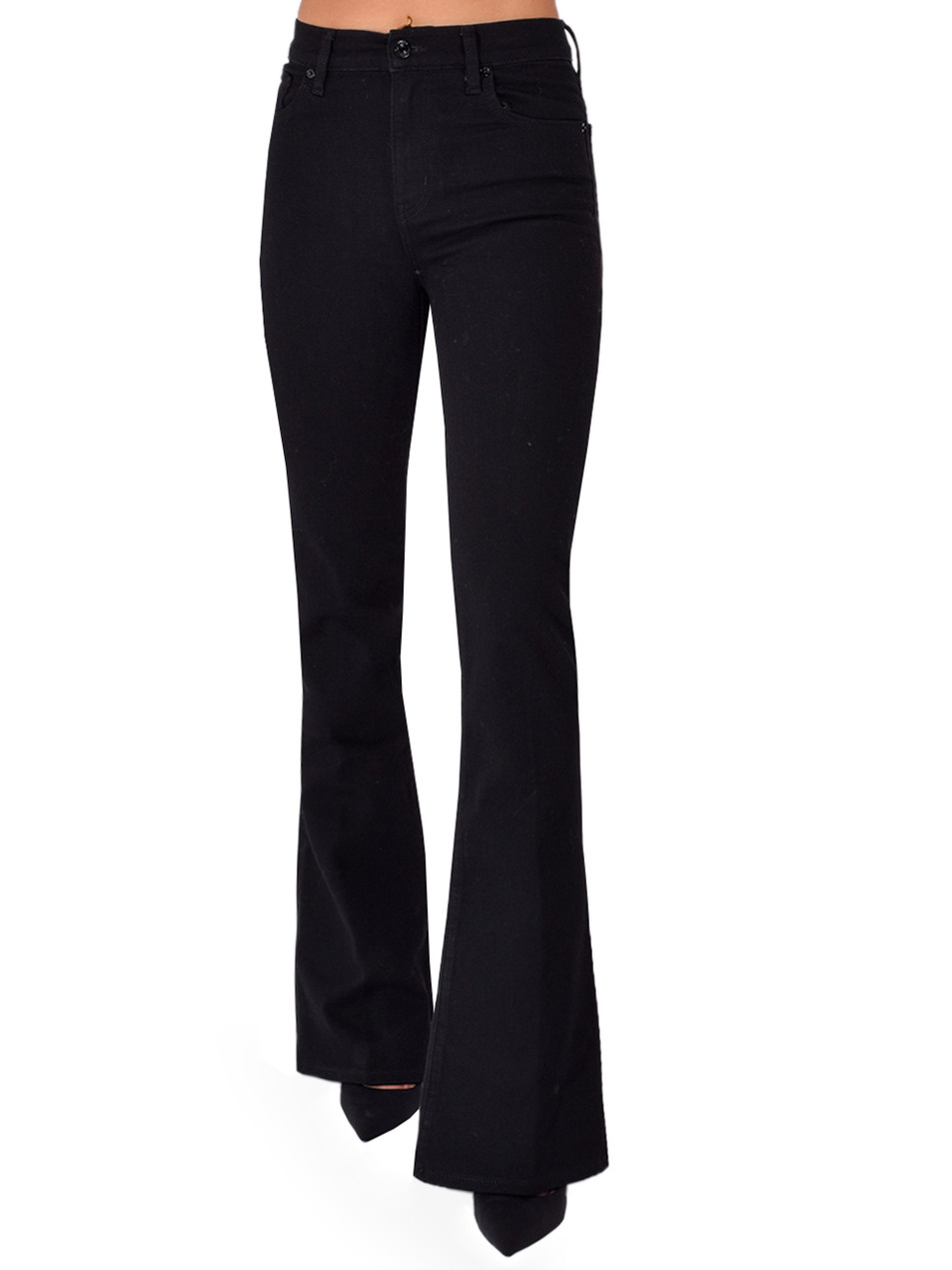 FRAME The Flare Jean in Black Front View 