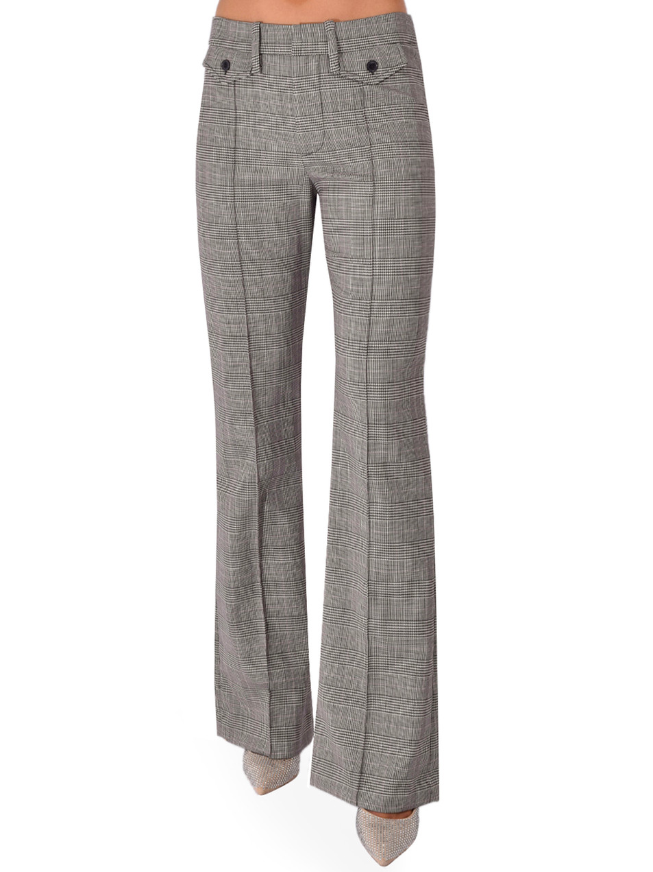 FRAME The Reboot Trousers in Black Plaid Front View 