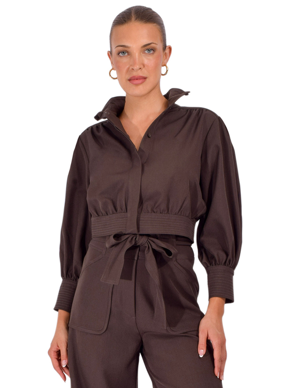 CHRISTY LYNN Fae Jacket in Chocolate Front View 