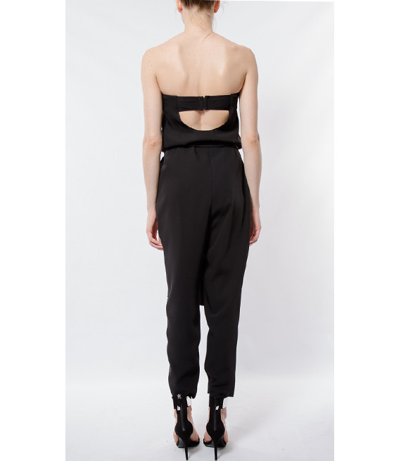 Elizabeth and James Black Strapless Carlisie Jumpsuit Back View 