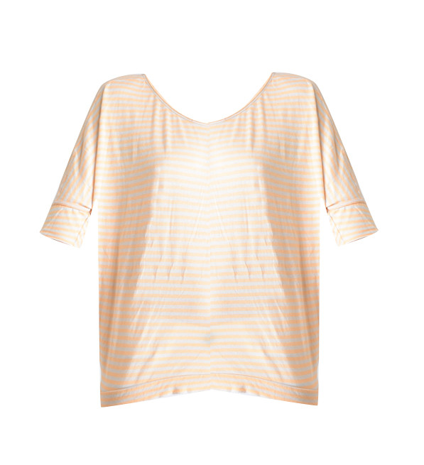 Humanoid Noor Striped T-Shirt in Gray and Orange Product Shot