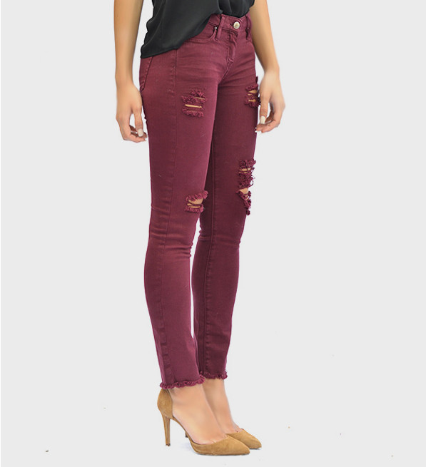 IRO Jarod Jean in Burgundy Side View 