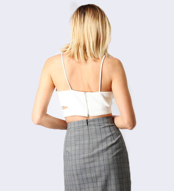 Rebecca Vallance Goldie Cutaway Crop in White Back View 