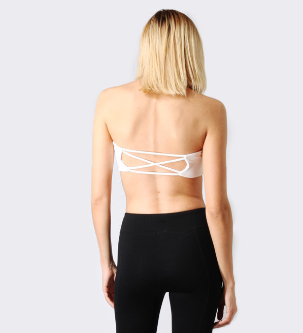 David Lerner Cross Back Bandeau in Blush Back View 